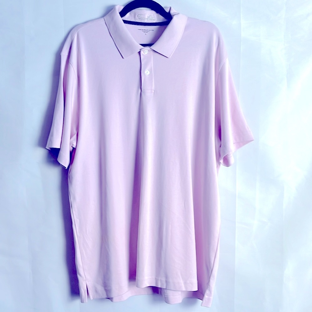 Tasso Elba Men's Short Sleeve Pink Color Collard Button Shirt Active Wear Size L
